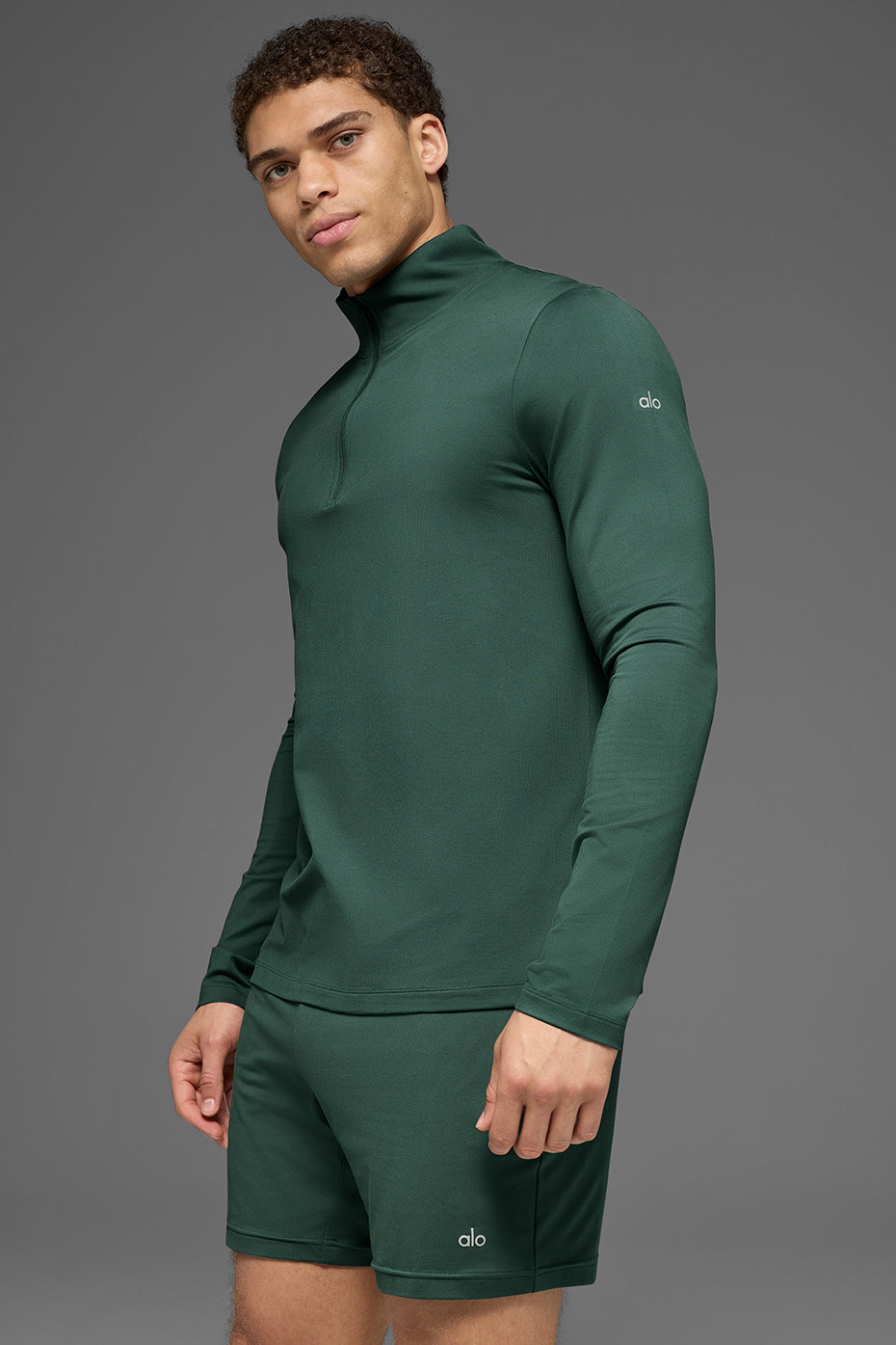 Alo Conquer 1/4 Zip Reform Long Sleeve Vert trèfle - photo 3