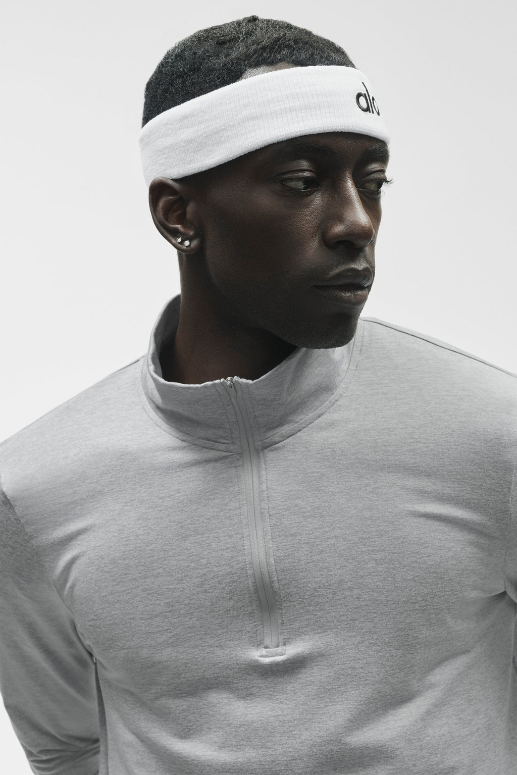 Alo Conquer 1/4 Zip Reform Long Sleeve Gris chiné vintage - photo 4