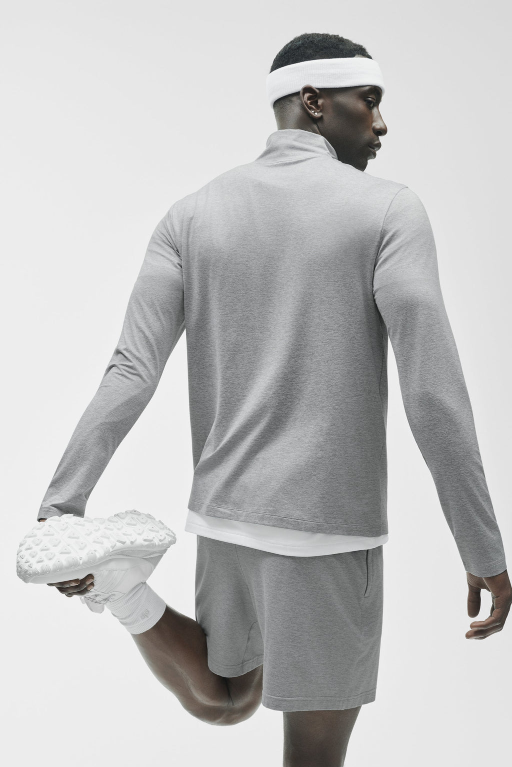 Alo Conquer 1/4 Zip Reform Long Sleeve Gris chiné vintage - photo 2