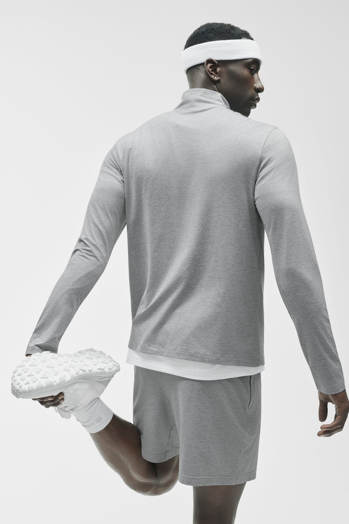Alo Conquer 1/4 Zip Reform Long Sleeve Gris chiné vintage - photo 2
