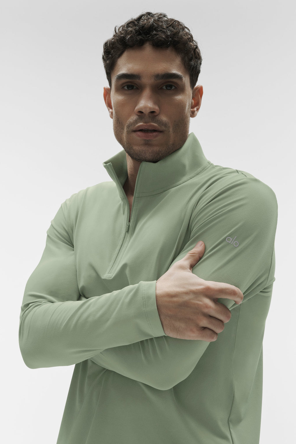 Alo Conquer 1/4 Zip Reform Long Sleeve Vert dune - photo 2