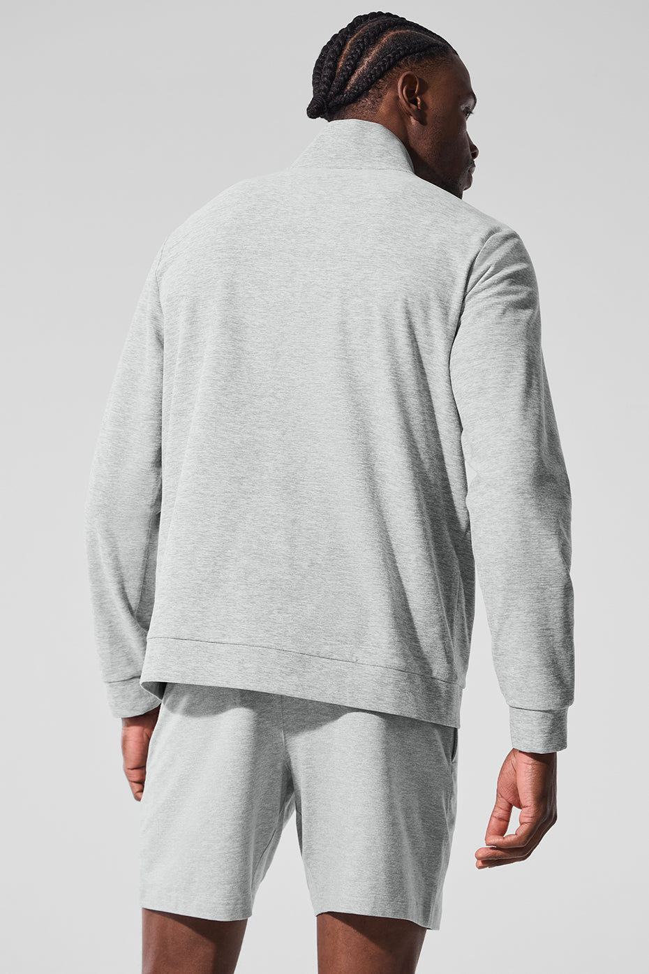 Alo Conquer Max Mock Neck Full Zip Gris chiné - photo 2