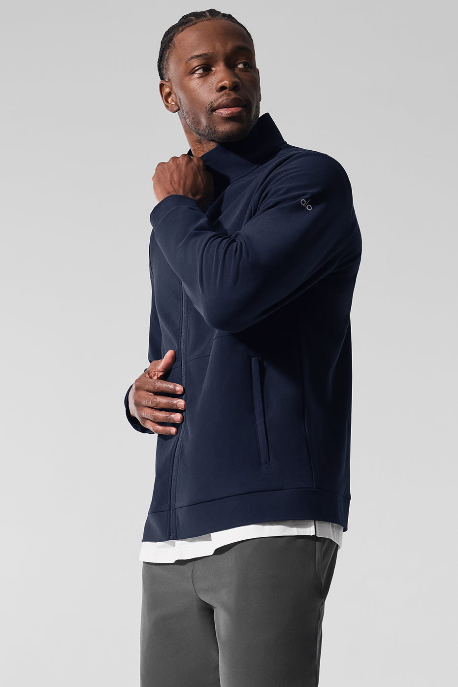Alo Conquer Max Mock Neck Full Zip Bleu marine - photo 4