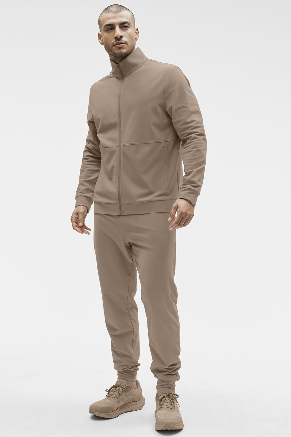 Alo Conquer Max Mock Neck Full Zip Beige Gravel - photo 4